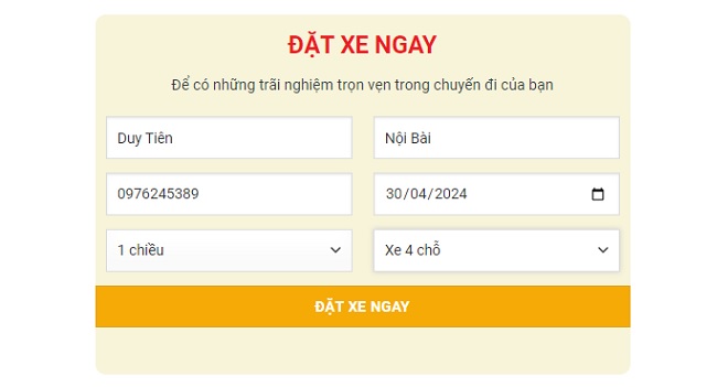 đặt xe từ hà nam đi nội bài giá rẻ